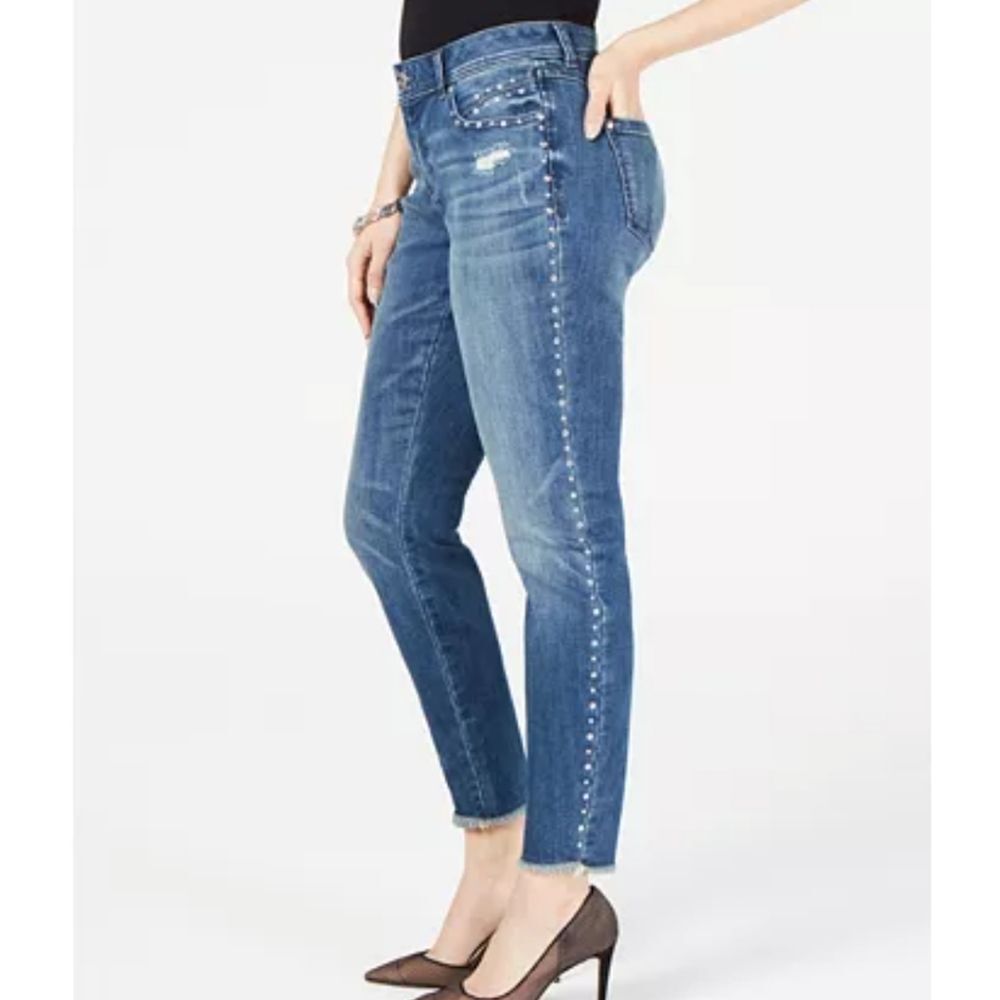 INC Starstruck Wash Midrise Skinny Leg Stretchy Jeans Blue Size 2 Cotton Spandex